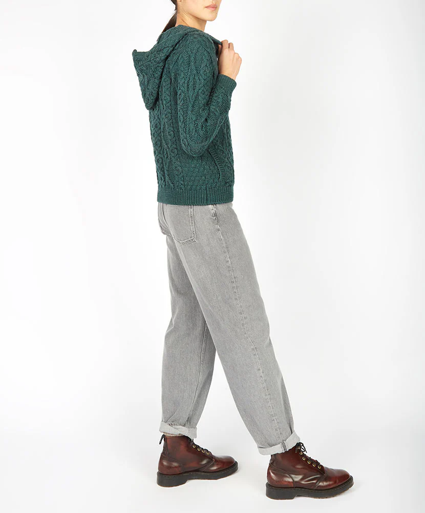 Traditional Aran Zipped Hooded Jacket - Image 11