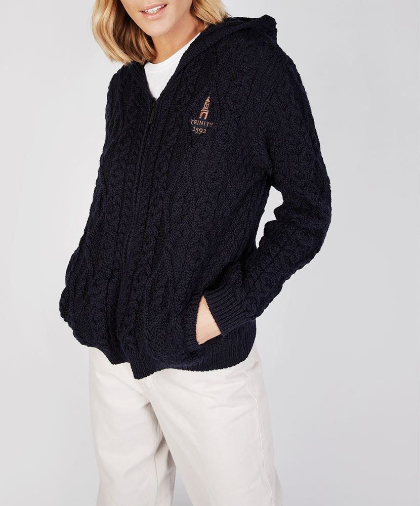 Traditional Aran Zipped Hooded Jacket - Image 15