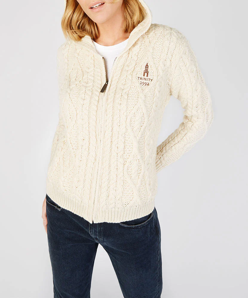 Traditional Aran Zipped Hooded Jacket - Image 4