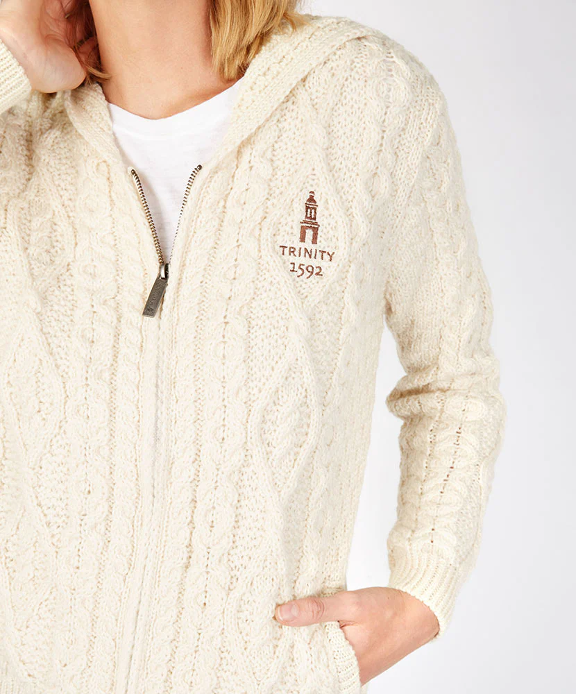 Traditional Aran Zipped Hooded Jacket - Image 5