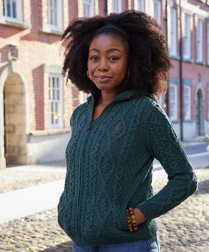 Traditional Aran Zipped Hooded Jacket - Image 7