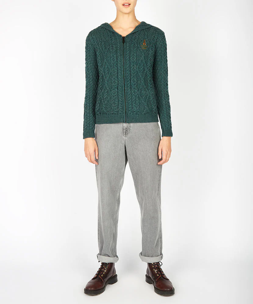 Traditional Aran Zipped Hooded Jacket - Image 8