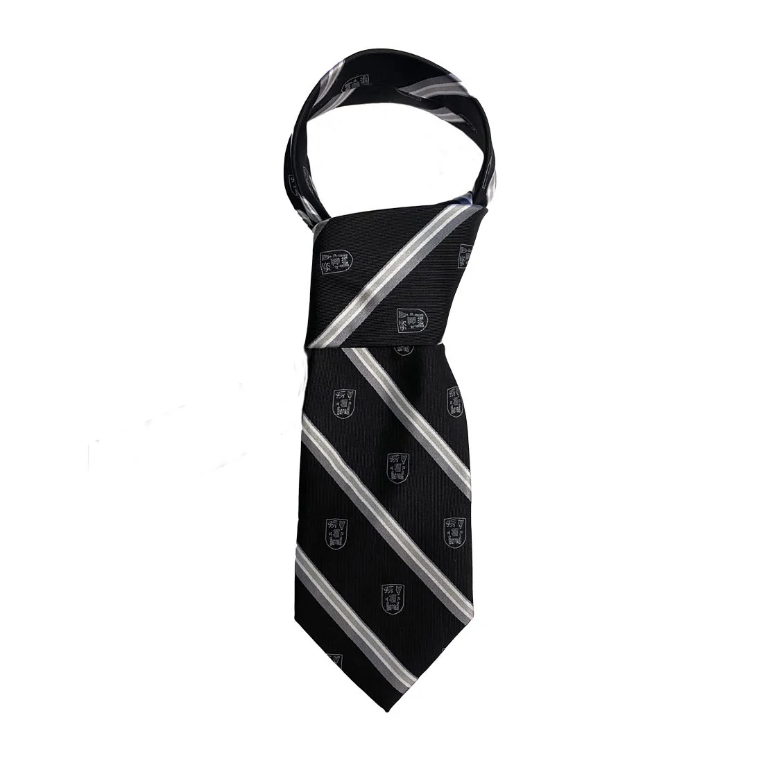 Trinity Crest Silk Tie - Black & Grey