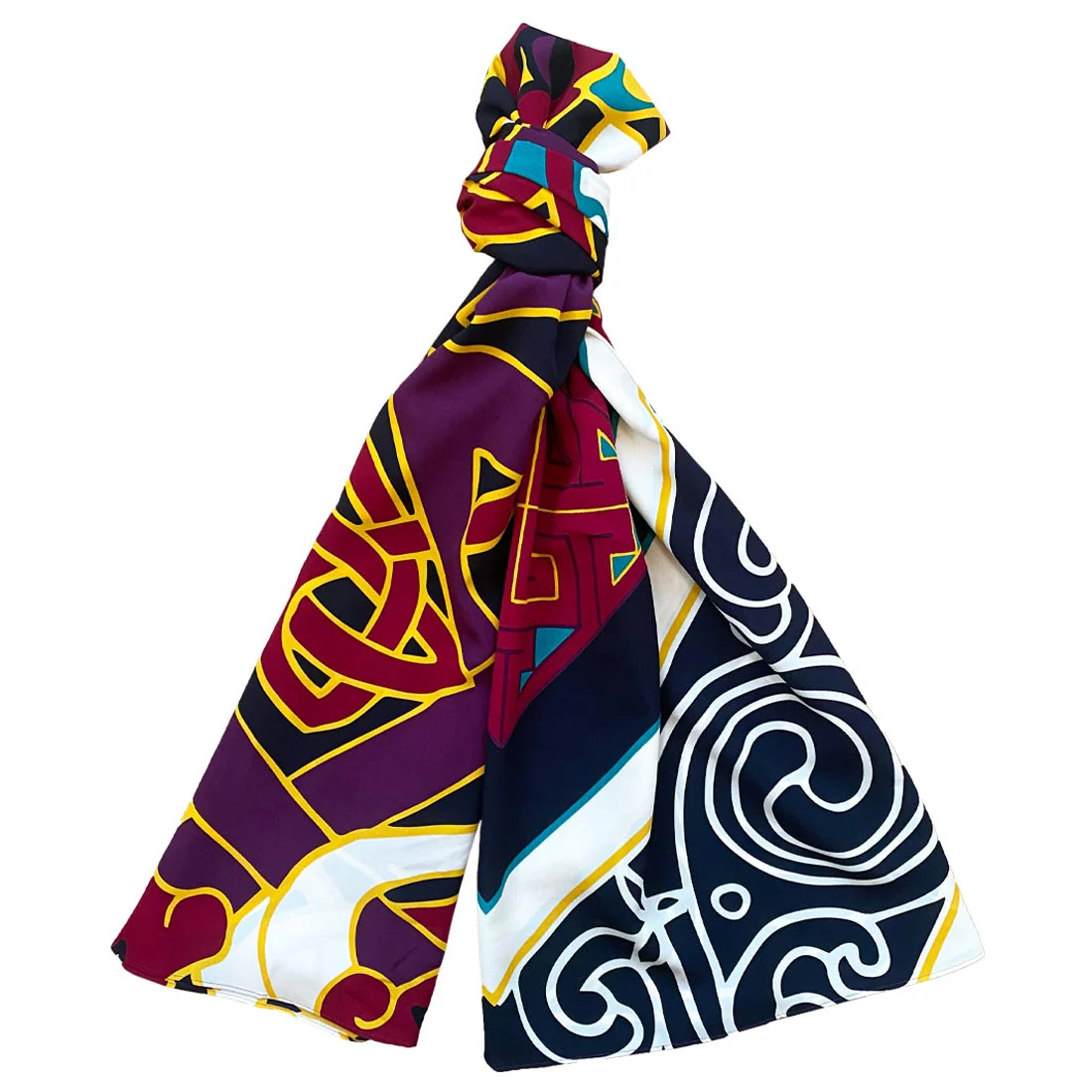 Celtic Elegance  Large Scarf - Burgundy & Navy - Image 4