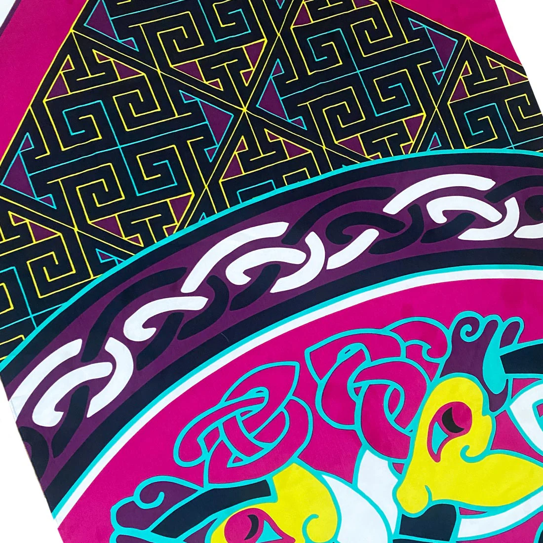 Celtic Elegance Large Scarf - Cerise Pink & Lime - Image 3