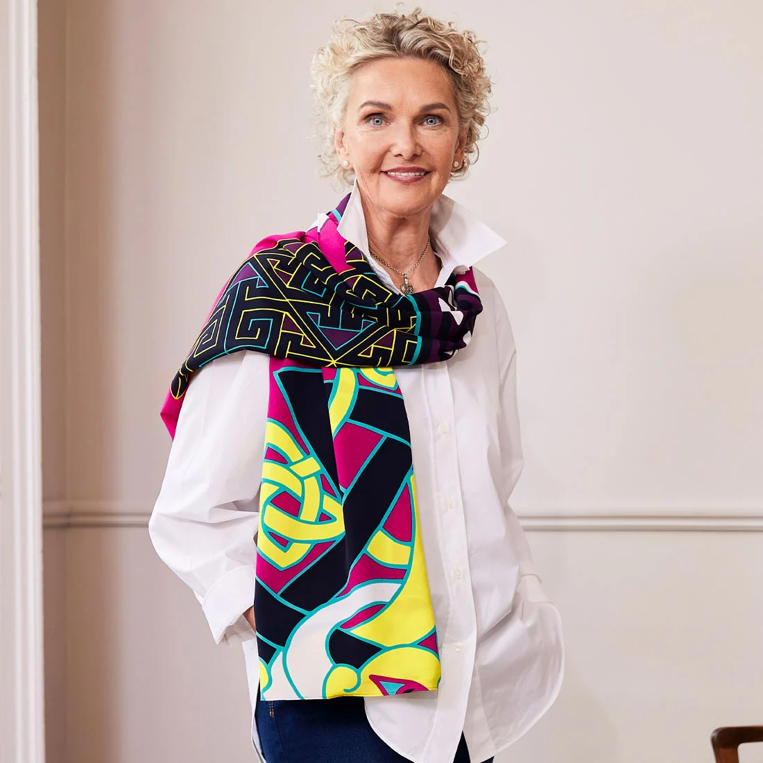 Celtic Elegance Large Scarf - Cerise Pink & Lime - Image 6