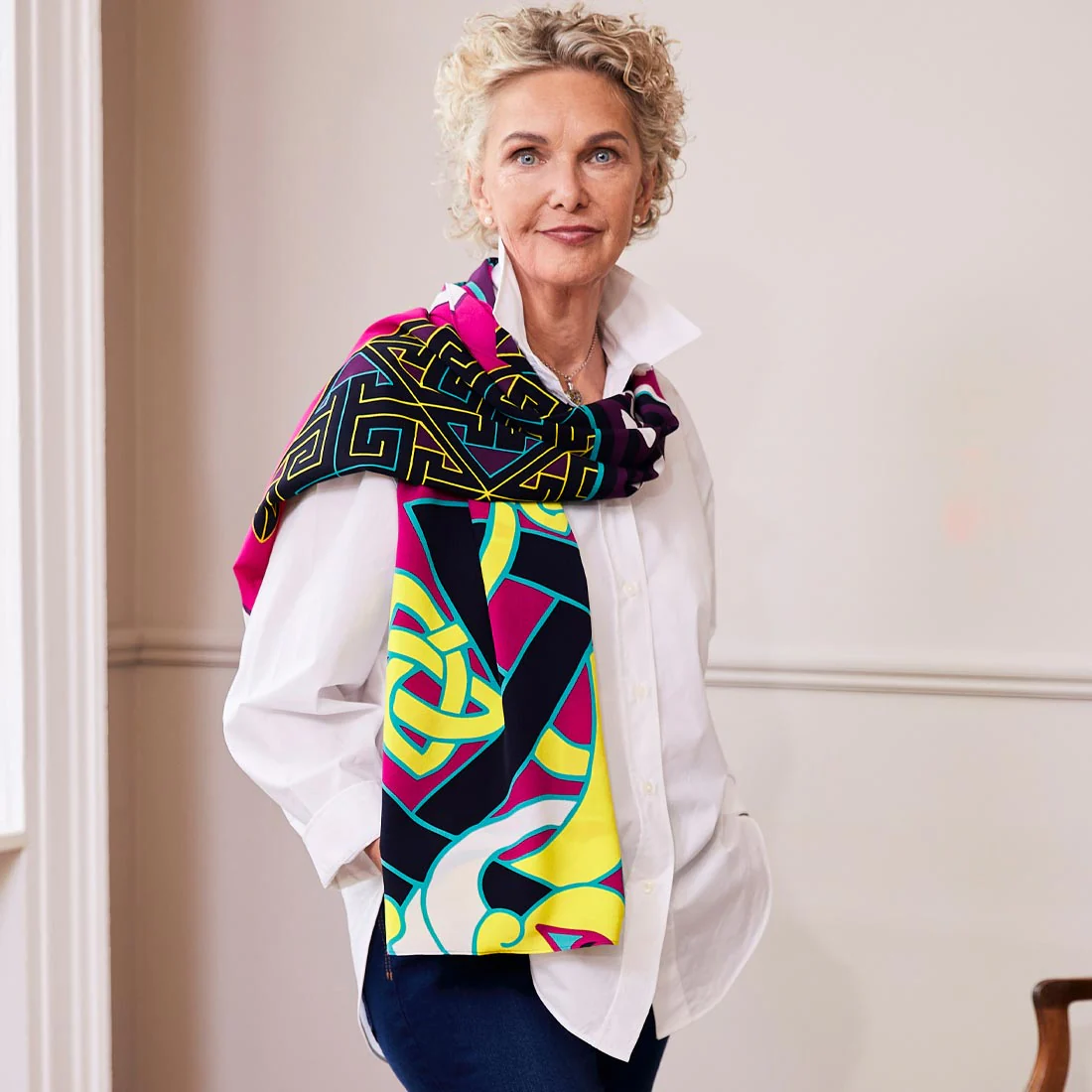 Celtic Elegance Large Scarf - Cerise Pink & Lime - Image 7
