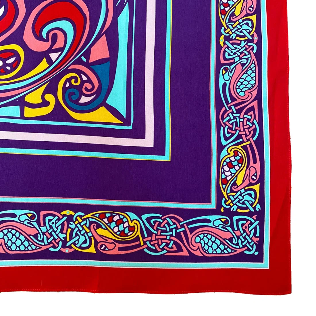 Celtic Elegance Large Square Scarf - Purple & Red - Image 3