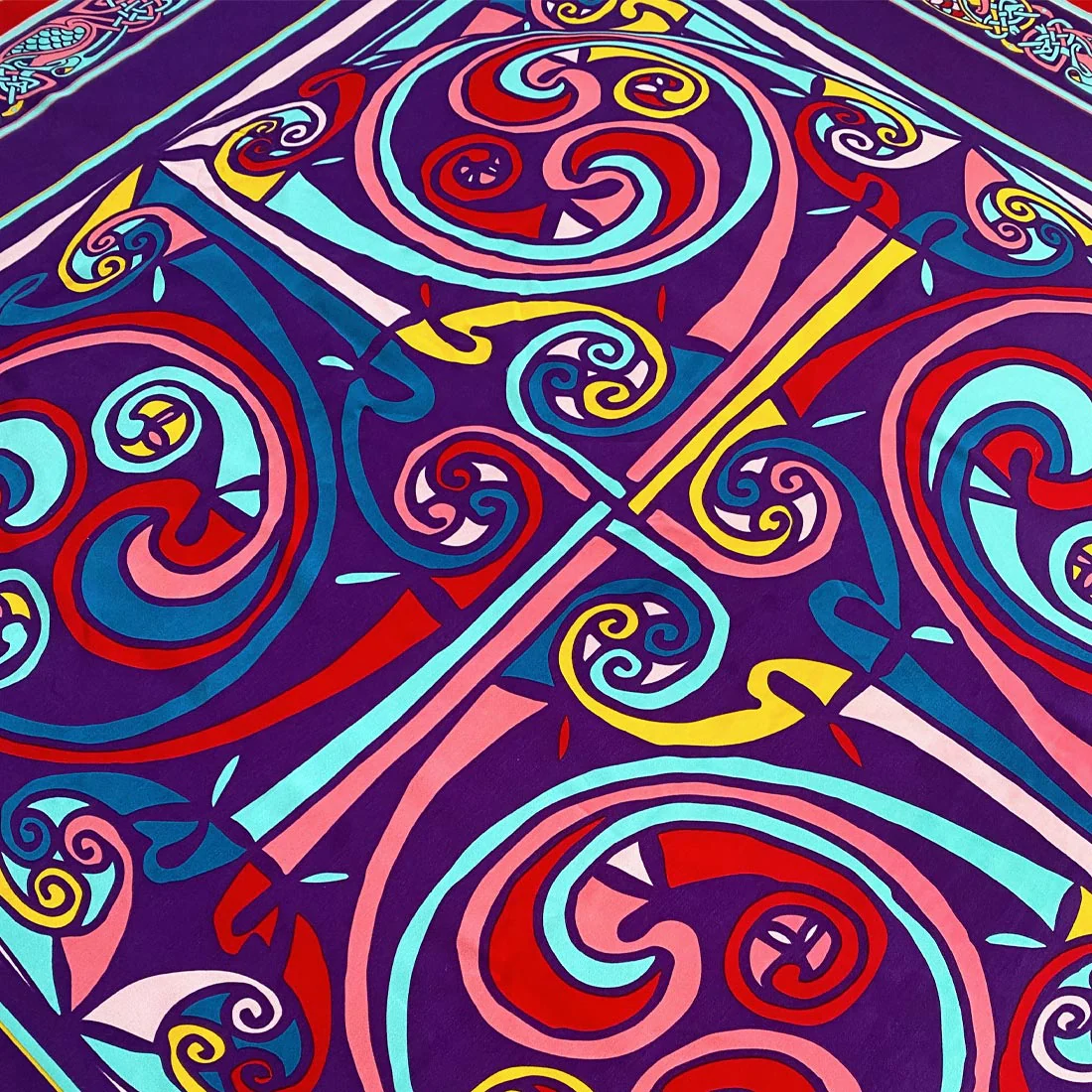Celtic Elegance Large Square Scarf - Purple & Red - Image 4