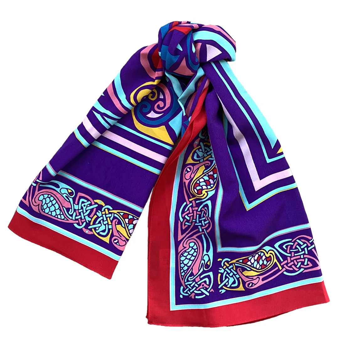 Celtic Elegance Large Square Scarf - Purple & Red - Image 5