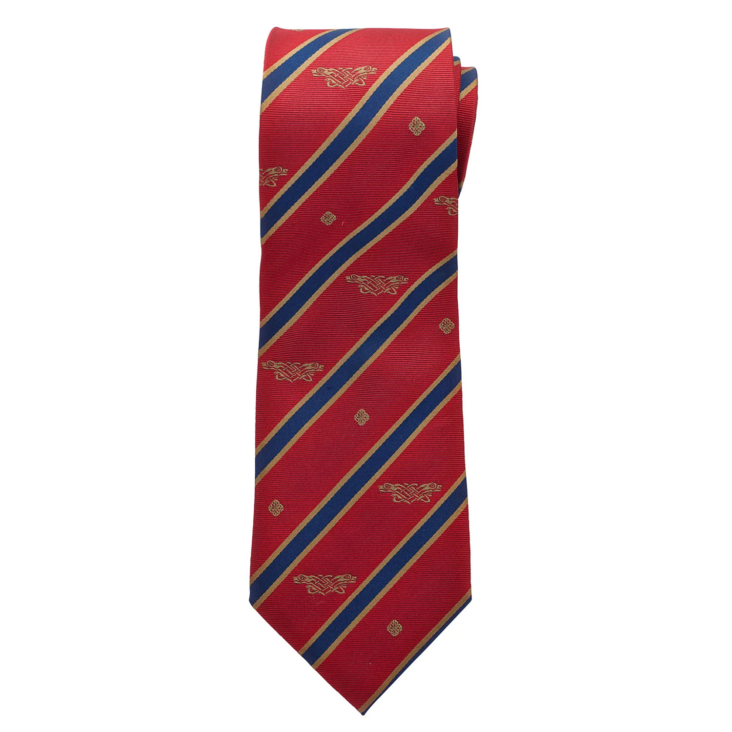Book of Kells Red and Navy Striped Silk Tie - Image 3