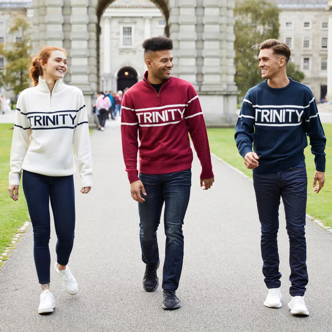 Trinity Jacquard Knitted 1/4 Zip - Burgundy & Cream - Image 7
