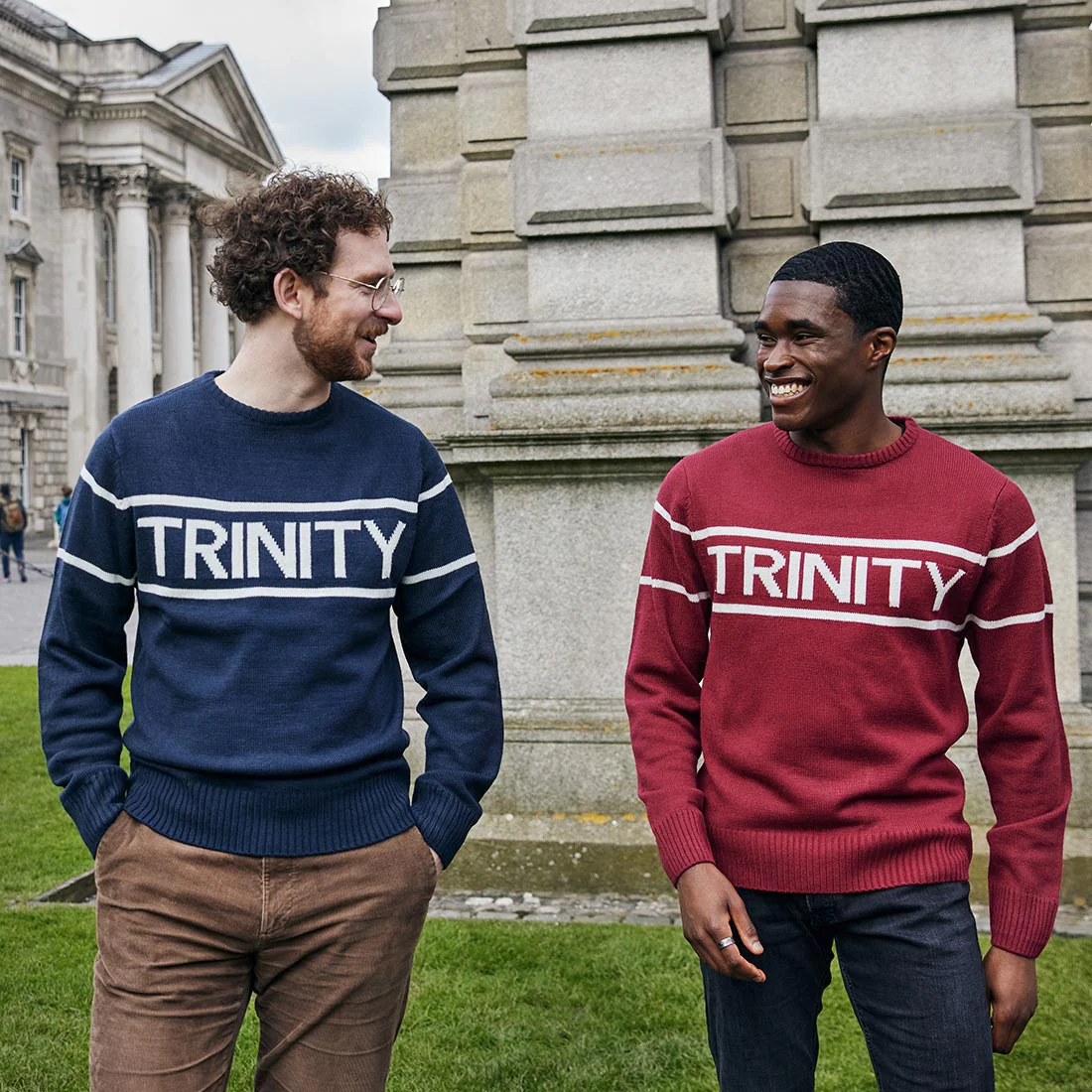 Trinity Jacquard Knitted Jumper - Burgundy & Cream - Image 5