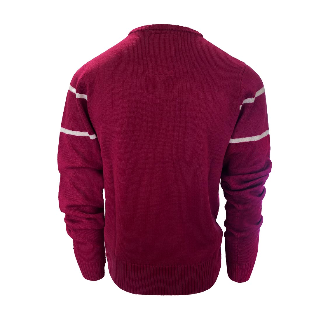 Trinity Jacquard Knitted Jumper - Burgundy & Cream - Image 6