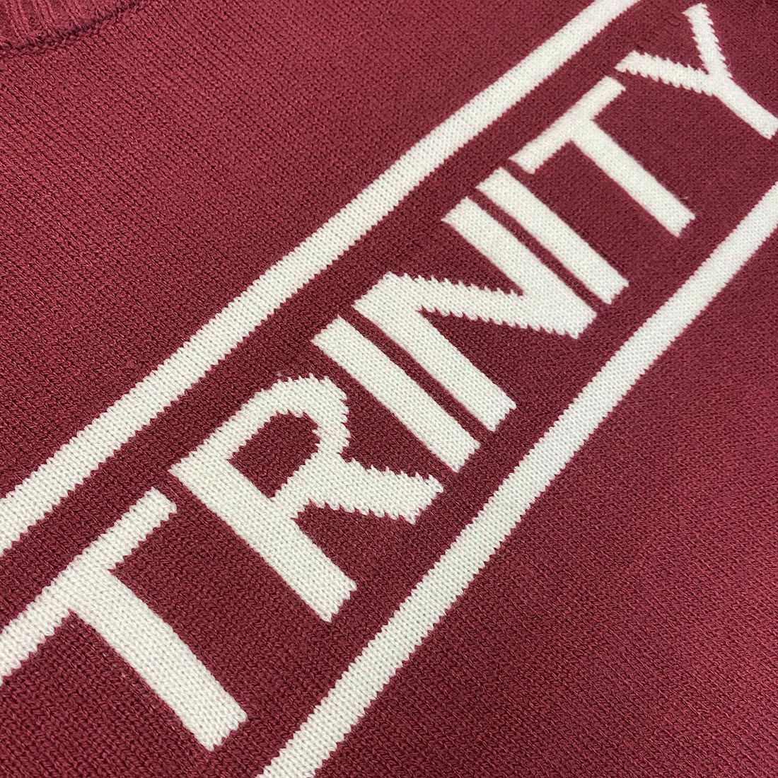 Trinity Jacquard Knitted Jumper - Burgundy & Cream - Image 7