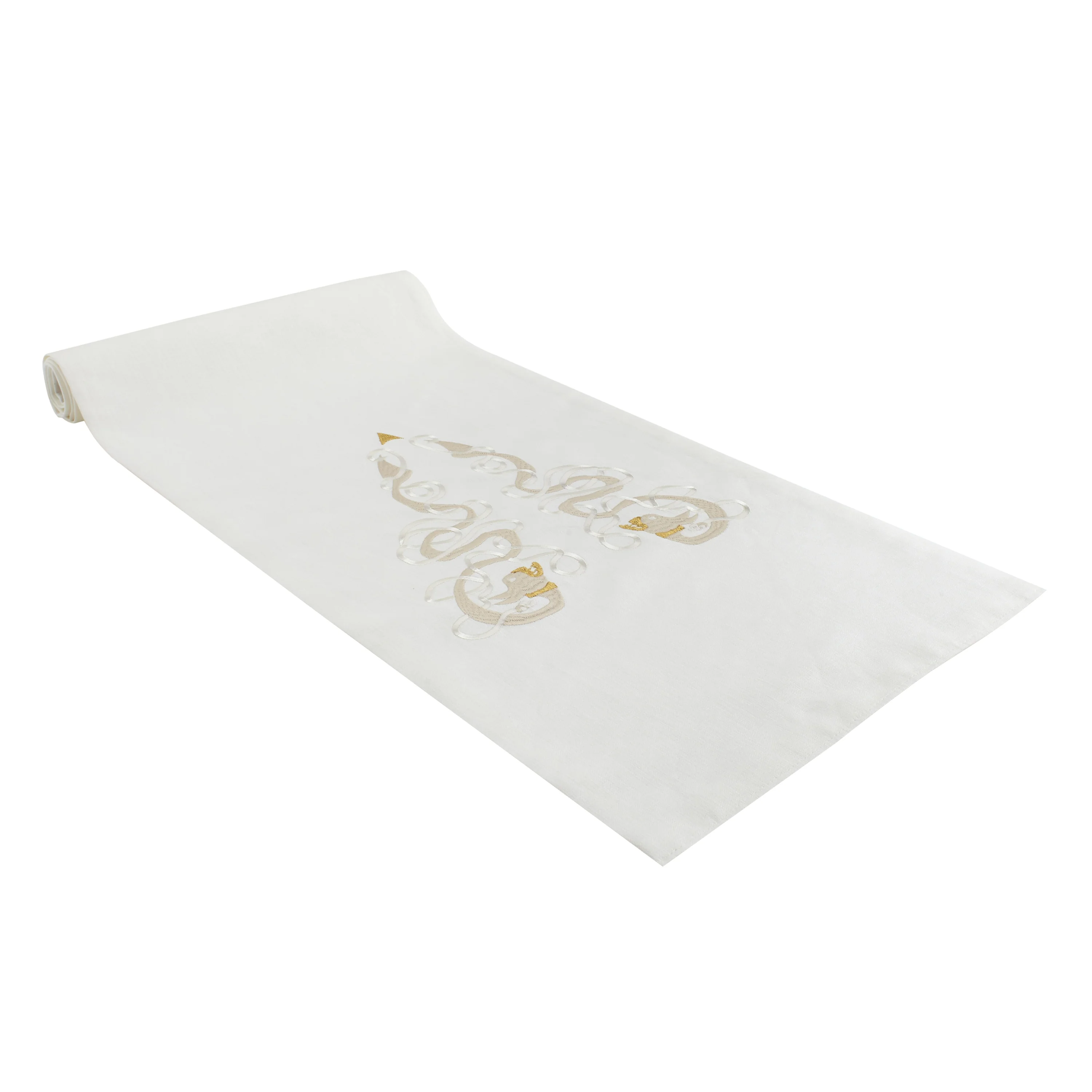 Book of Kells Mirabile Table Runner Irish Linen White