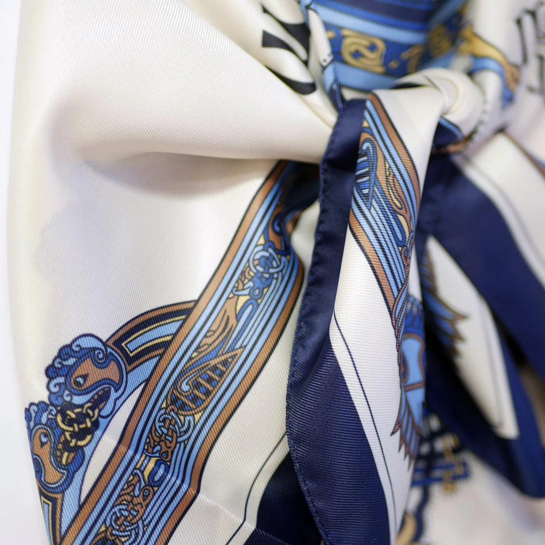 Book of Kells Square Signature Scarf Navy/Blue/Beige - Image 2