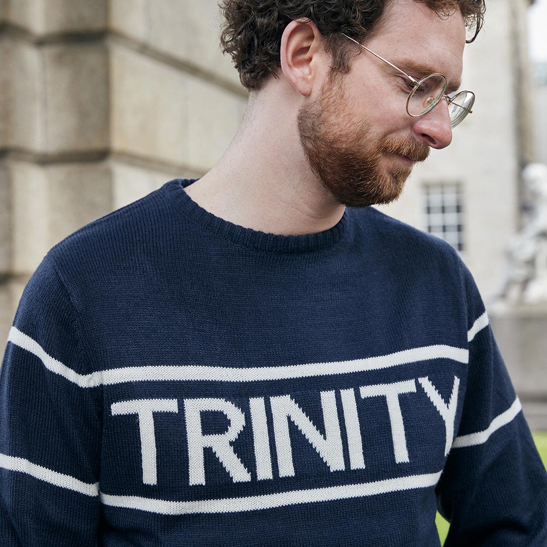 Trinity College Dublin Knitted Jumper Navy & Natural - Image 4