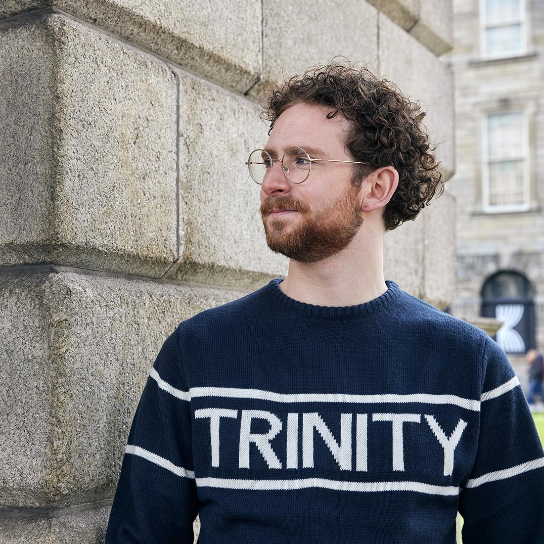 Trinity College Dublin Knitted Jumper Navy & Natural - Image 5