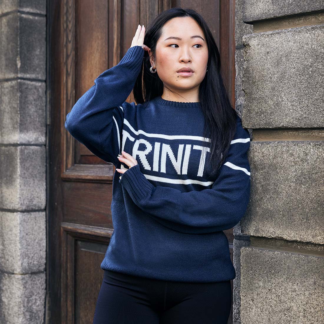 Trinity College Dublin Knitted Jumper Navy & Natural - Image 6