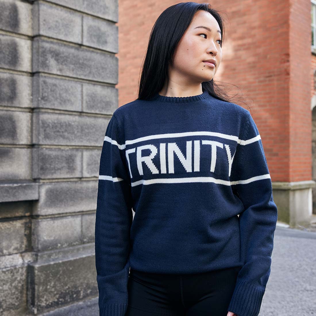 Trinity College Dublin Knitted Jumper Navy & Natural - Image 7