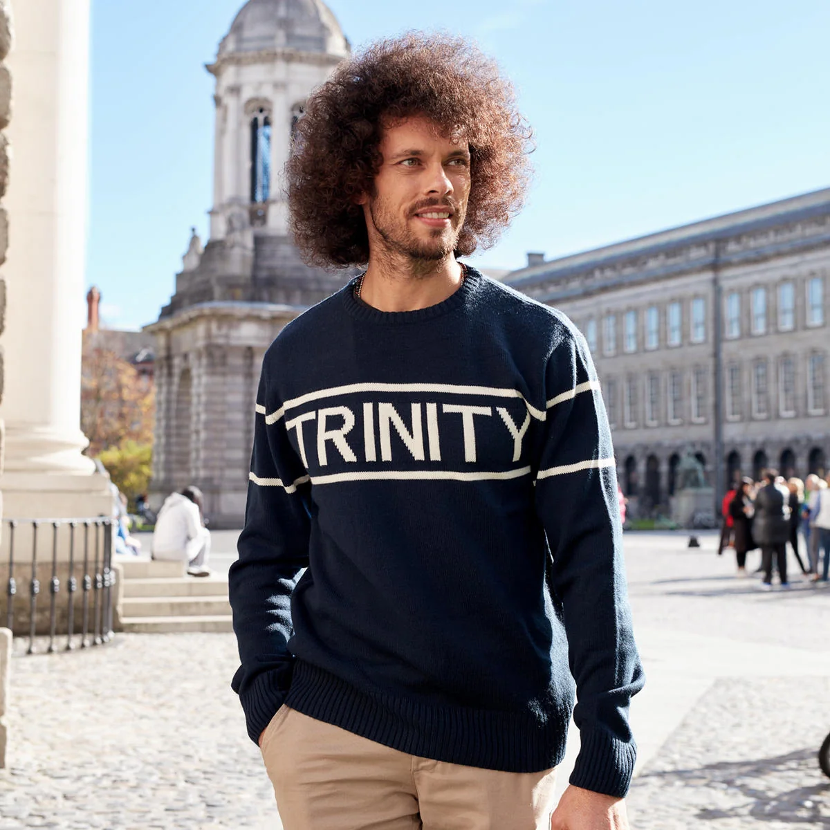 Trinity College Dublin Knitted Jumper Navy & Natural - Image 9