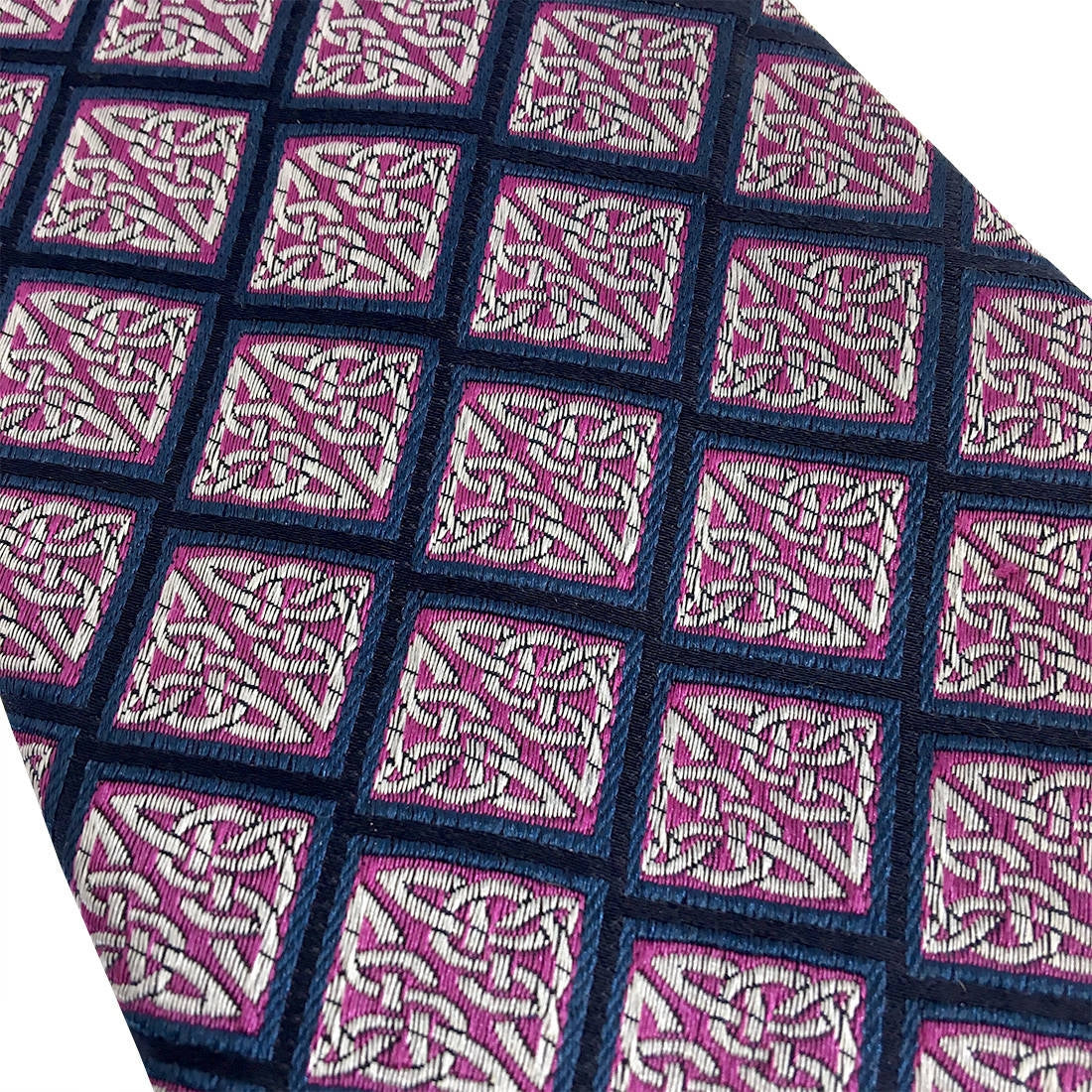 Book Of Kells Diamond Silk Tie Navy/Purple - Image 3
