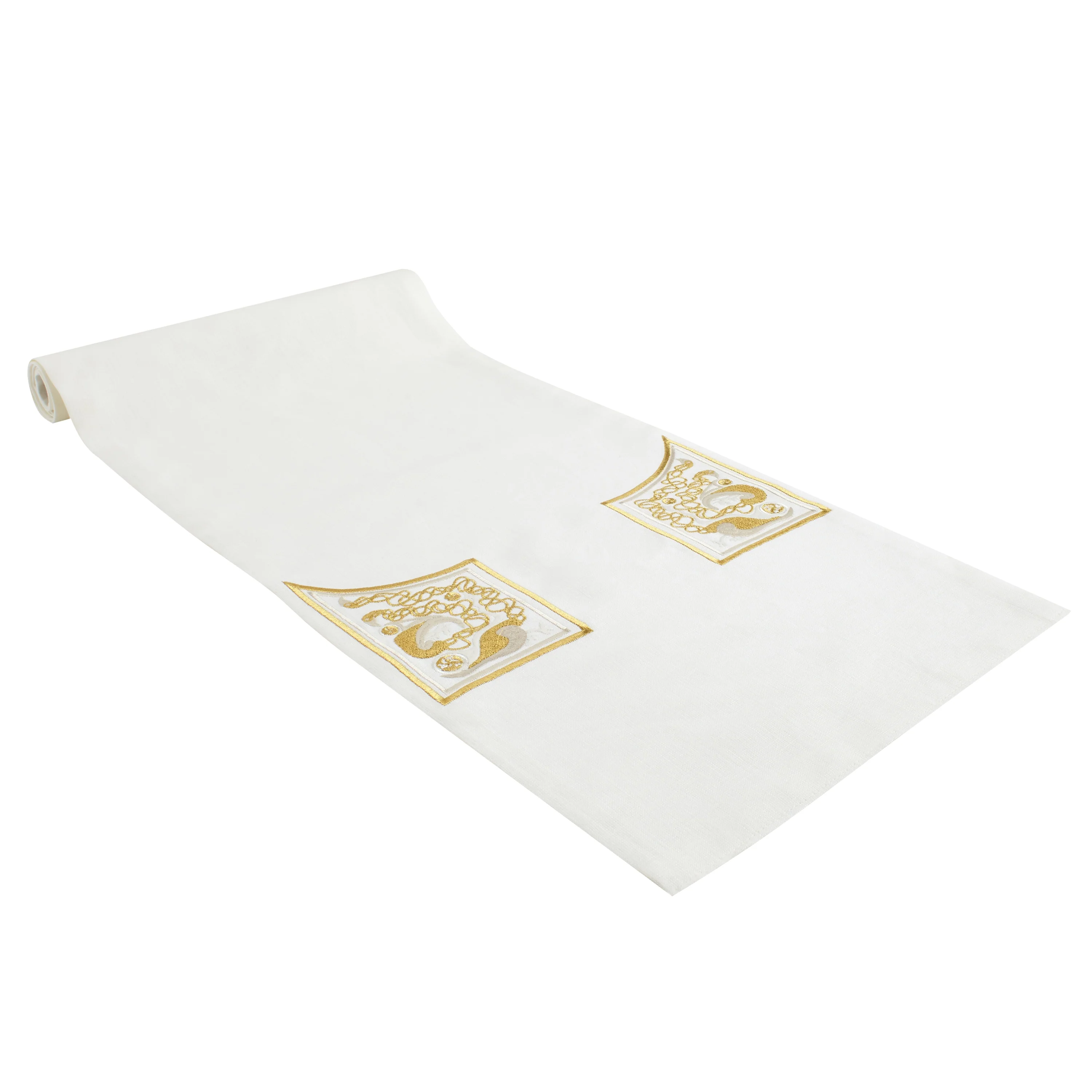 Book of Kells Pavo Table Runner Irish Linen White