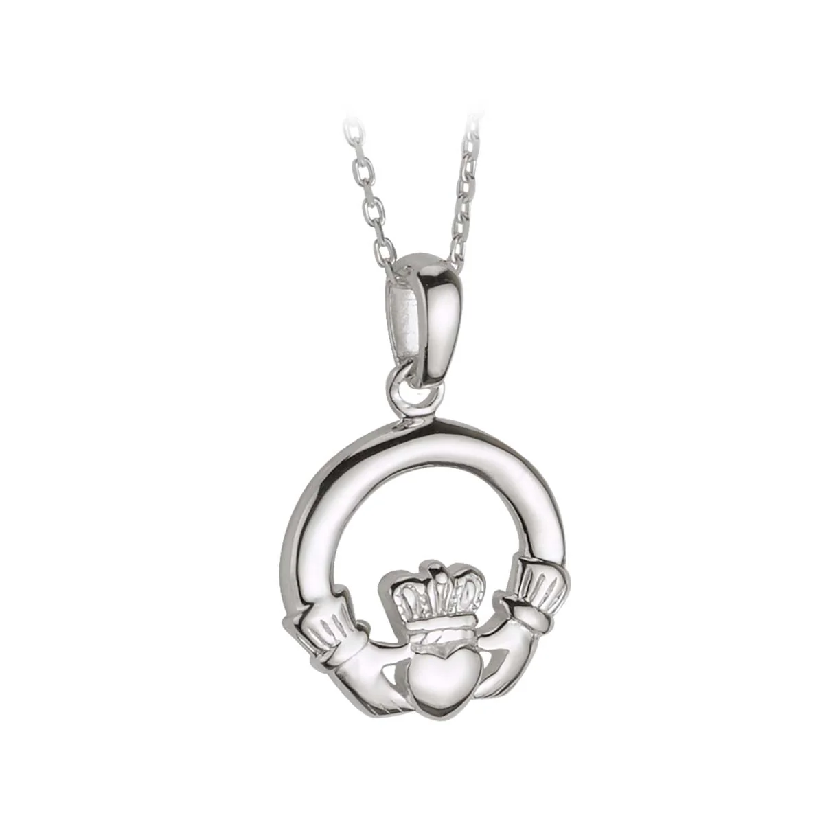 Silver Small Heavy Claddagh Pendant