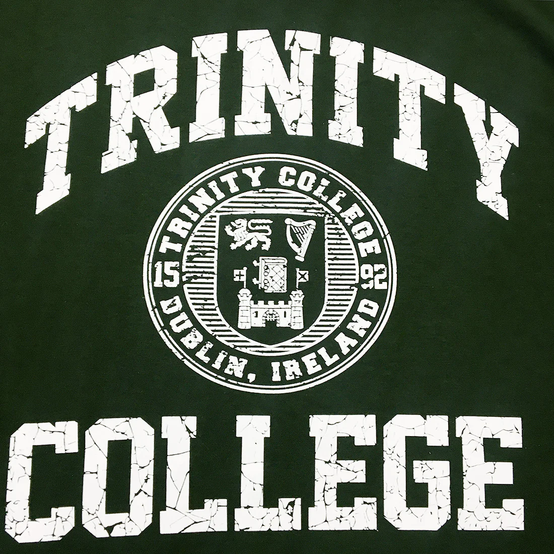 Trinity College Dublin Crest T-shirt Bottle Green - Image 3