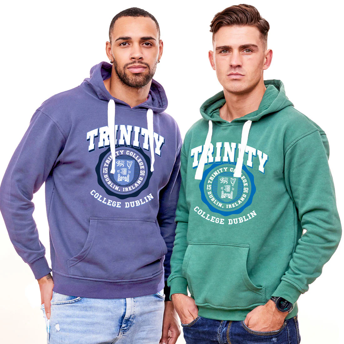 Trinity College Dublin Ocean Green Trinity Crest Hoody - Image 3